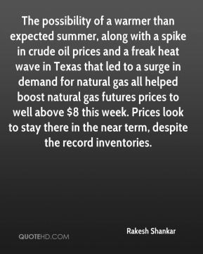 summer, along with a spike in crude oil prices and a freak heat ...