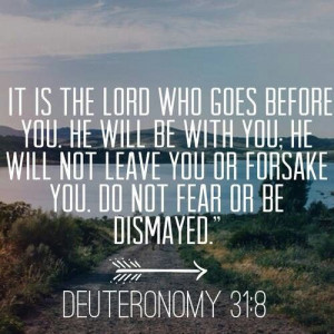 ... you; he will not leave you or forsake you. Do not fear or be dismayed