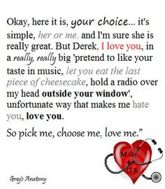 Meredith Grey to Derek,Grey's Anatomy Quote ♥ More