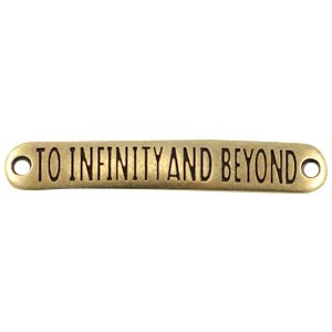 ... bedel tussenzetsel met quote 'To infinity and beyond' oud goud 7x40mm