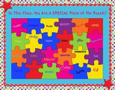 decorate your own puzzle piece then work together as a class to put it ...
