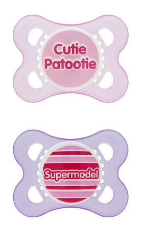 MAM SAYINGS Pacifier, 2+ Months, Silicone, 2 pack Pink