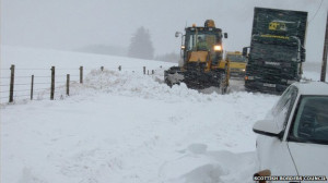 ... plough helps clear the A697 after it was blocked by drifting snow