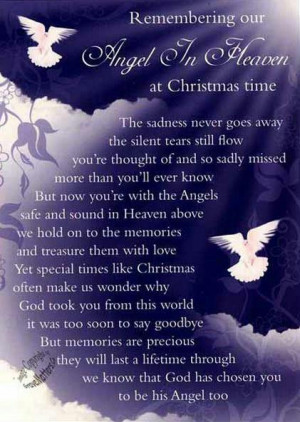An angel in heaven at Christmas quote