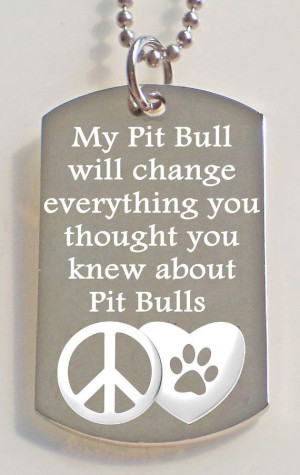 Engraved Love about Pit Bulls Dog Tag by PersonalizedMetals
