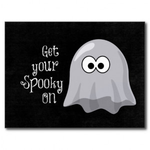 Funny, Cute Halloween Ghost; Get your Spooky On Post Cards