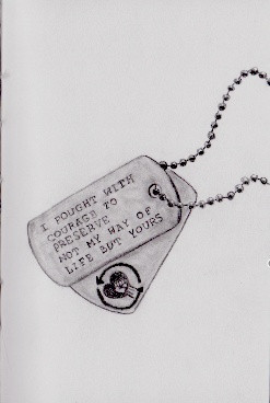 Dog tags with lyrics from Survivor Guilt by Rise Against, along with ...