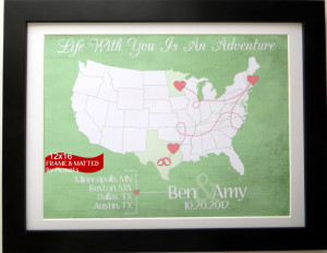 Travel Map Gift for Newlyweds Couple: Honeymoon Cute Wedding Gift ...