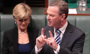 Education minister Christopher Pyne making one point, no two points ...
