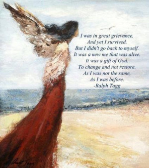 Angel with quote from Ralph Tagg. Art by Anne Tagg.