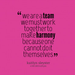 We Are A Team We Must Work Together To Make Harmony Because One Cannot ...