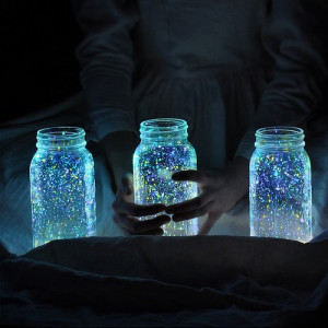 Splatter glow in the dark paint in jar (or broken glow sticks for ...