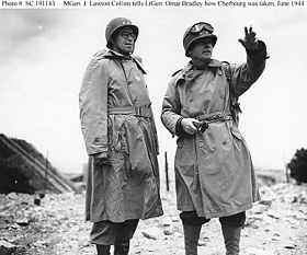 Lt Gen Omar Bradley (left), Commanding General, U.S. First Army ...