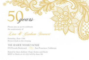 Elegant Lace Golden Anniversary Invitation by PurpleTrail.com.