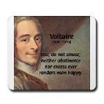French Philosopher: Voltaire Quote: Useful Happiness Mouse Pad