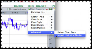 Open the Import Historical Quote Data window
