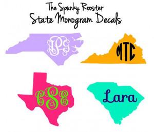 Spunky State Monogram Decals by TheSpunkyRooster on Etsy, $5.00