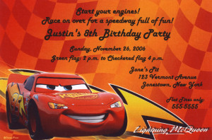 Lightning McQueen Red Cars Birthday Invitation