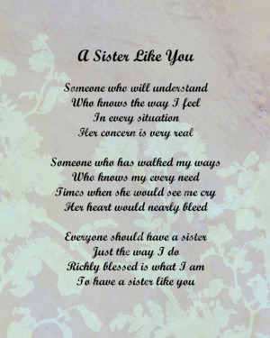 Sister Just Like You Love Poem 8 X 10 Print INSTANT Download - On ...