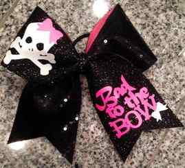 ... TO THE BOW Black Glitter and Black Sequins GLOW IN THE DARK Cheer Bow