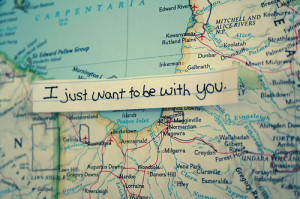 cute, handwritten, long distance, map, quote