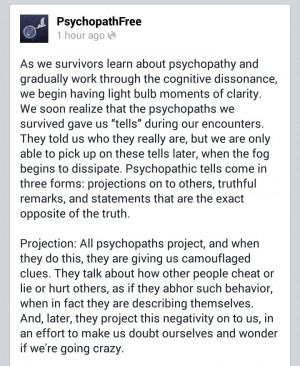 Projection. 1/2 A recovery from narcissistic sociopath relationship ...