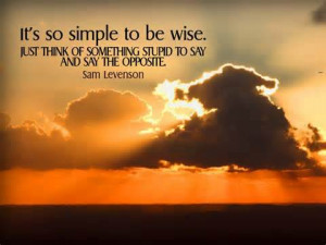 So simple to be wise