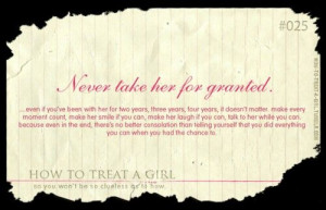 Never take her for granted