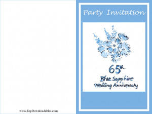 65th (Blue Sapphire) wedding anniversary party invitation card
