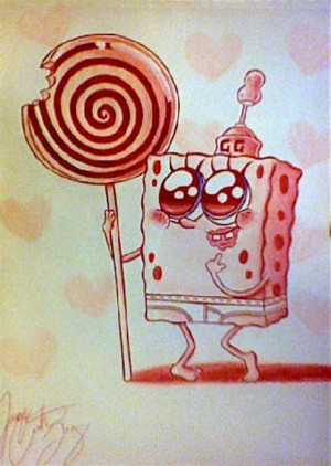 awww, bob, cute, lollipop, pink, pop, spongebob, squarepants