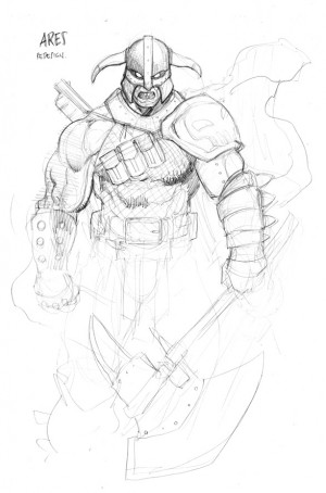 Ares God of War sketch by Frank Cho: War Sketch