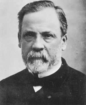 and white photo shows French chemist Louis Pasteur. He was famous ...