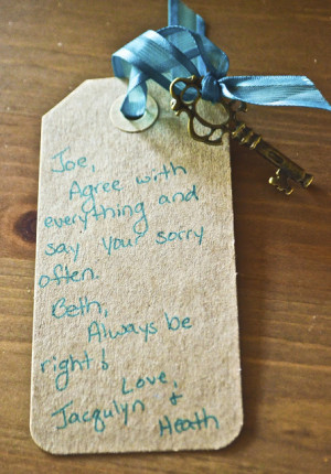 My favorite quote came from the bride's cousin and her husband - who ...