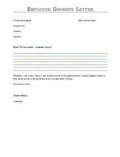 Employee Goodbye Letter - Sample employee farewell message to send via ...