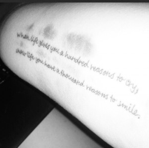 Life Quote Tattoo On Bicep