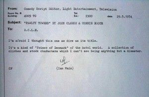 Fawlty Towers rejection slip