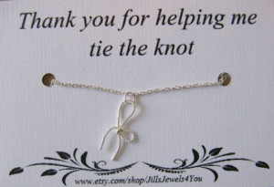 Bridesmaid Bow Charm Necklace with tie the knot Friendship Quote ...