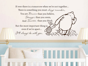 Classic Winnie the Pooh If ever there is a tomorrow baby quote vinyl ...