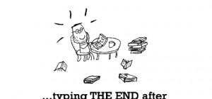 Happiness is, typing THE END after writing a short story or novel.