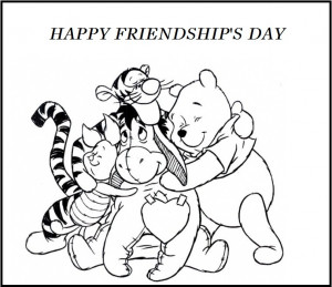 Happy Friendship’s Day Winnie The Pooh And Friends Coloring Pages