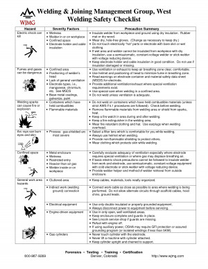 Welding Safety Checklist picture