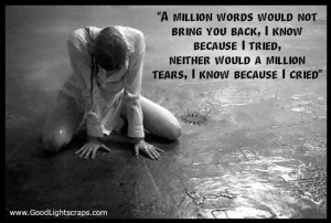 ... Tried, Neither Would a Million Tears, I Know Because I Cried