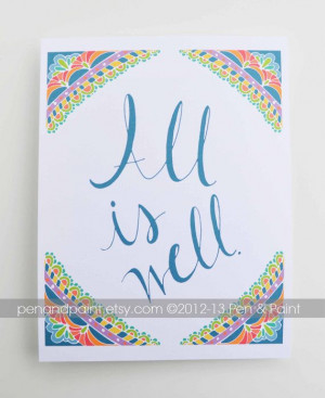 All is Well Motivational Quote Peace Hope by #penandpaint on Etsy