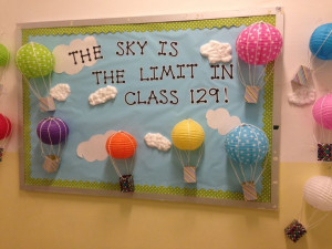 Hot air balloon bulletin board--this is so cute