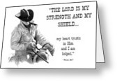 Cowboy With Bible Verse Greeting Card by Joyce Geleynse