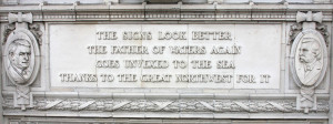 quote on the building’s north side from Lincoln’s letter to James ...