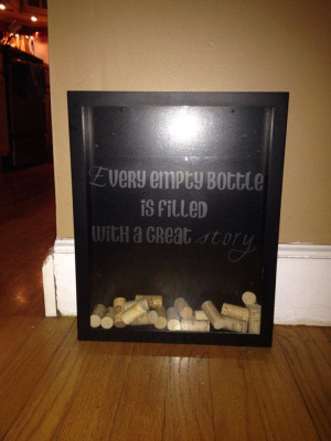Wine Cork Display Case With Etched Glass Quote