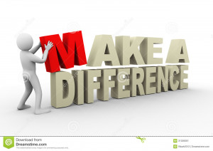 ... with make a difference phrase. 3d rendering of human people character