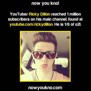 Now You Know Ricky Dillon hit 1 million subscribers! ( Source )