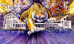 lsu fighting tiger mascot stadium sports art print